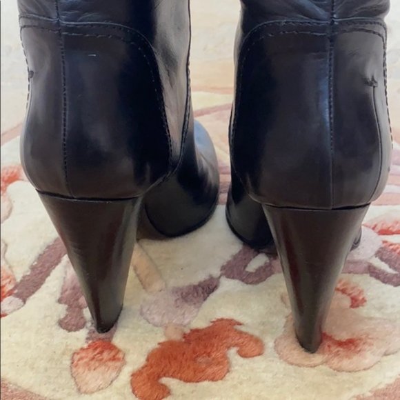 Costume National Black Leather Shearling Pull On High Heel Boots Made in Italy - Picture 10 of 13
